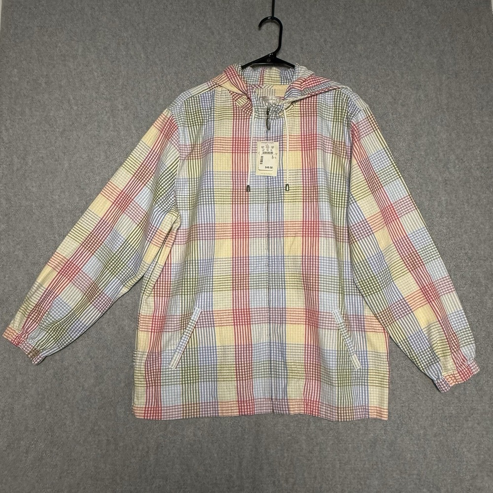Christopher & Banks Jacket Men's Size XL Zip Up Multicolor Gingham Lightweight